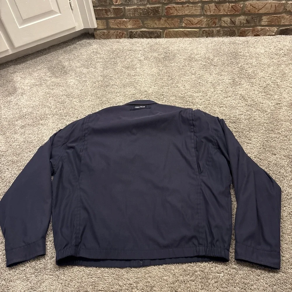 Nautica Harrington Jacket Men 2XL Blue Full Zip Plaid Lined Loop Collar Bomber